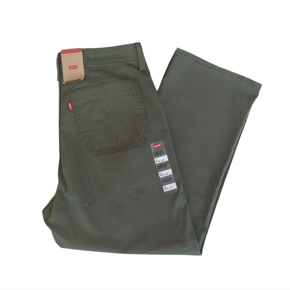 NWT Levi's Surplus Straight Utility High Rise Cropped Pants 14 Green Pockets